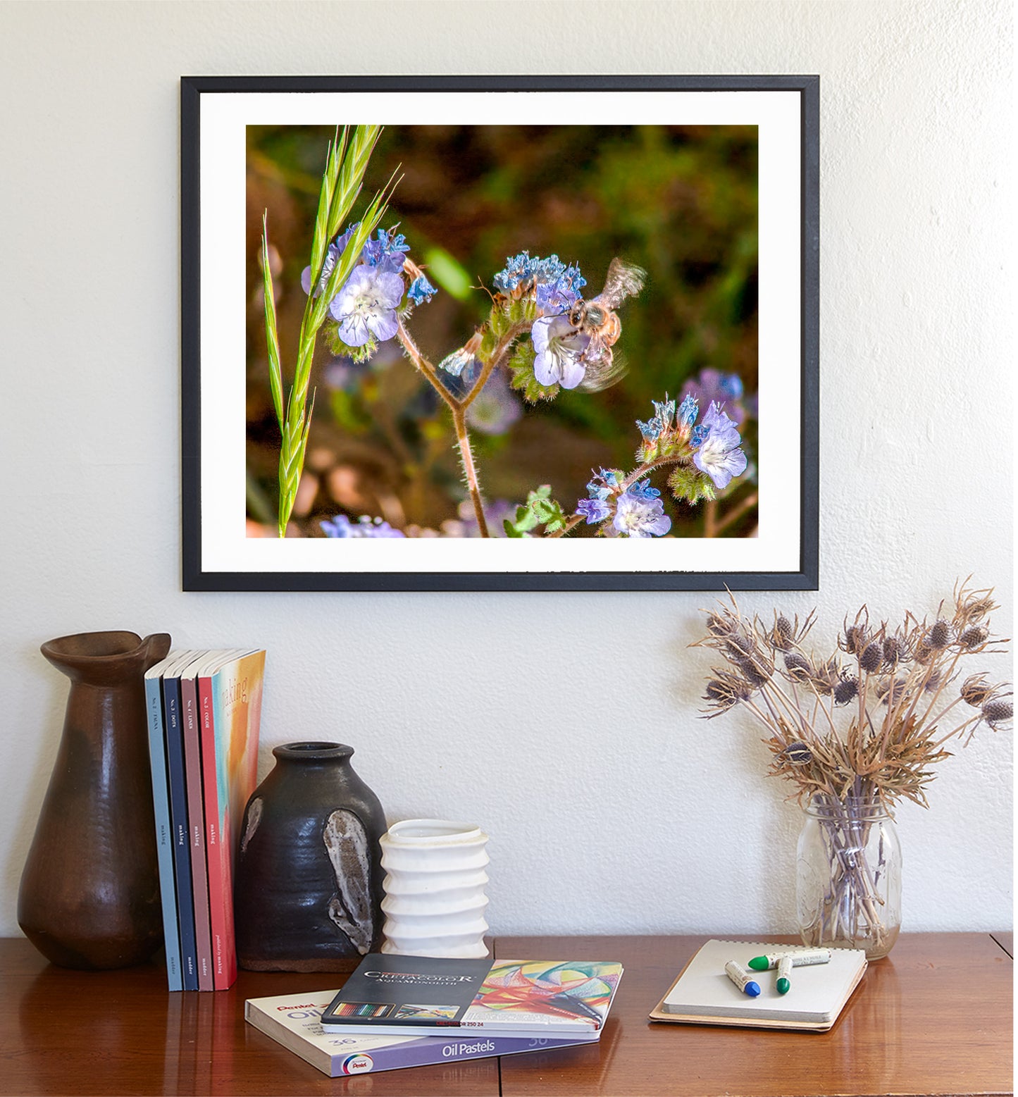 Bee and Arivaca Arizona Wildflower Botanical Art | Nature Lover Gift