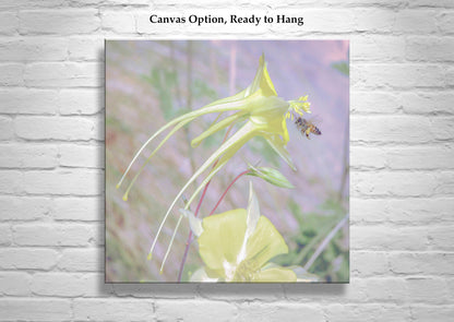 Pastel Nature Art with Wildflower and Bumble Bee