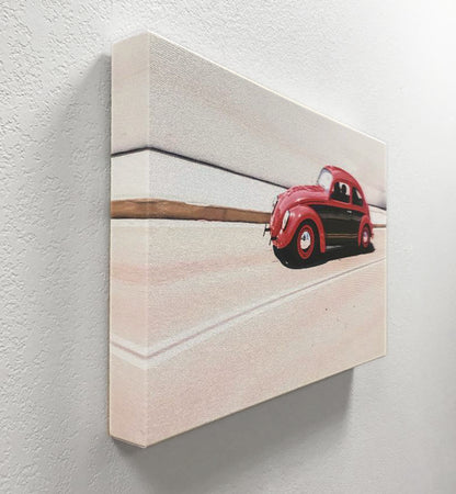 Vintage VW Beetle Car Photograph | Automotive Art Print Car in Motion