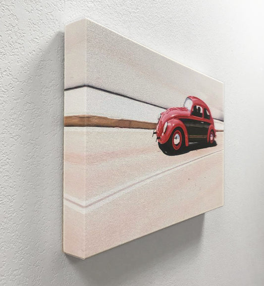 Vintage VW Beetle Car Photograph | Automotive Art Print Car in Motion