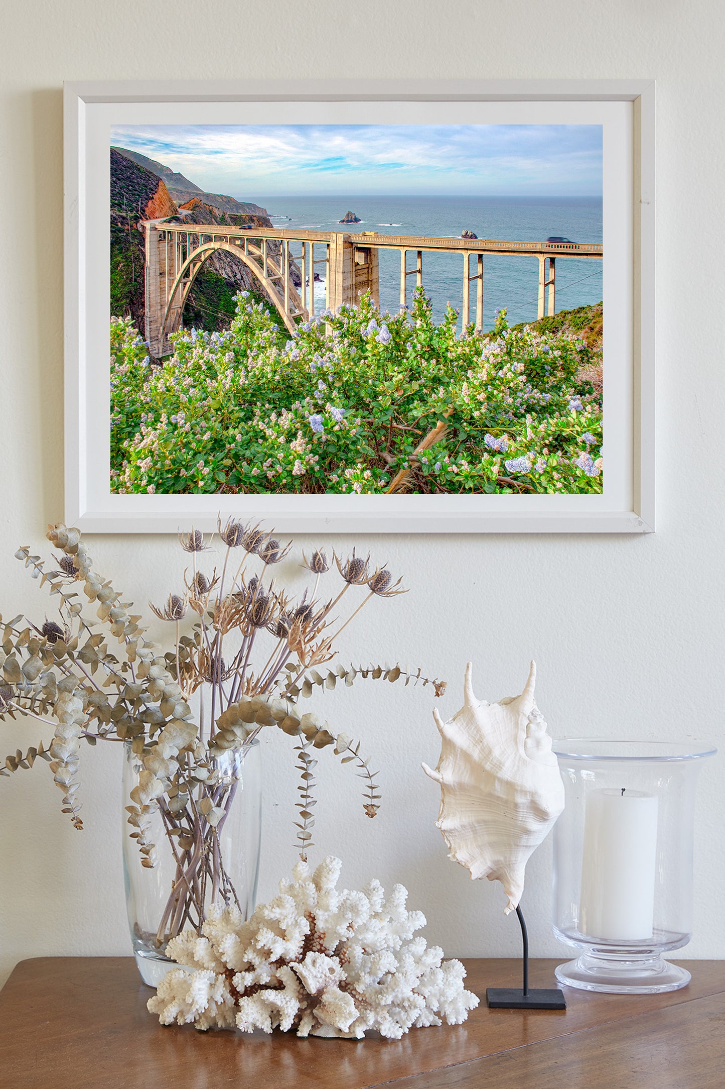Big Sur Bixby Creek Bridge California Art with Wildflowers