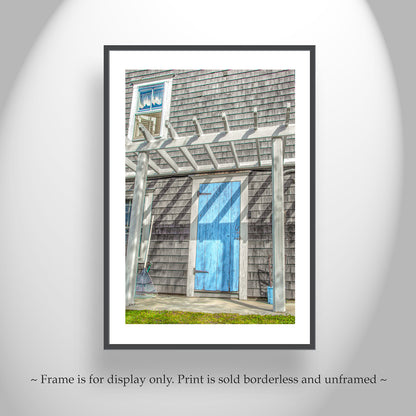Block Island Art | Classic New England Shingle Home with Blue Door