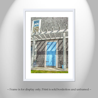 Block Island Art | Classic New England Shingle Home with Blue Door