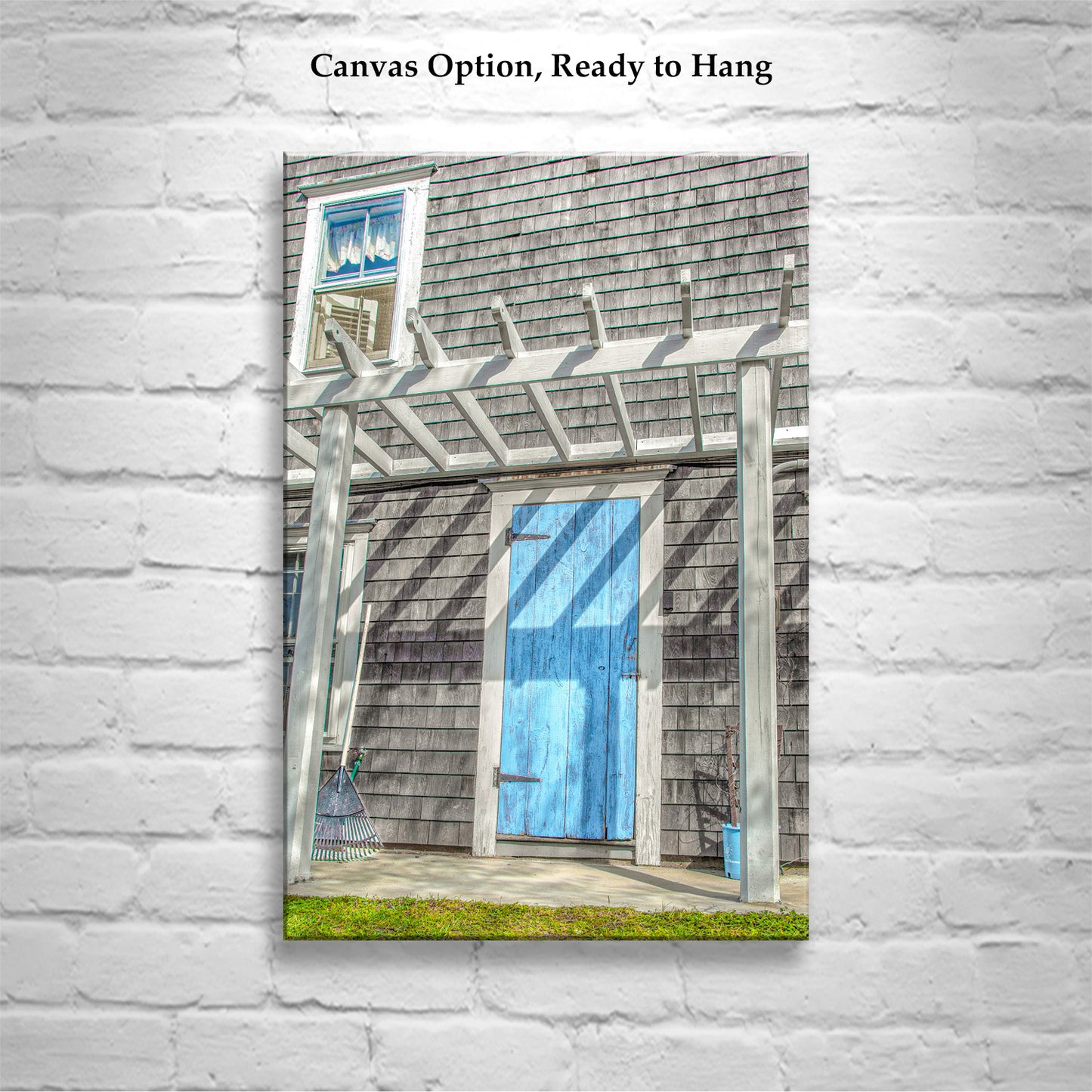 Block Island Art | Classic New England Shingle Home with Blue Door
