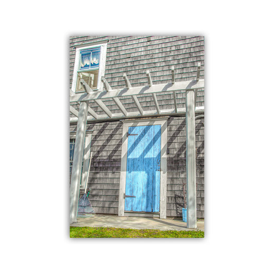 Block Island Art | Classic New England Shingle Home with Blue Door