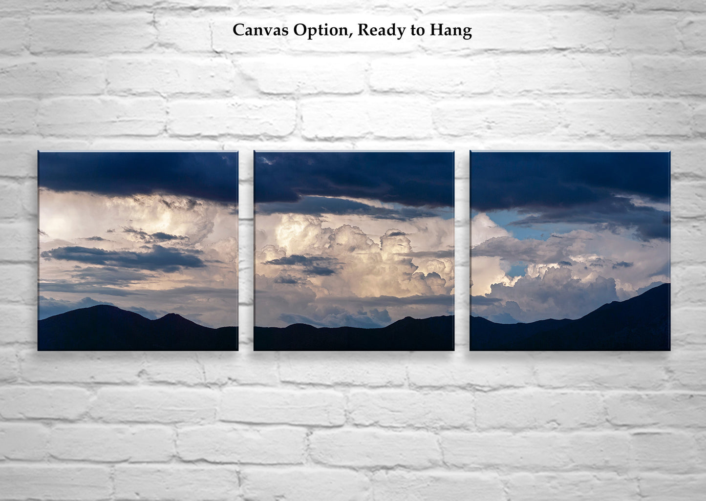Bold Wall Decor with Indigo Blue Storm Clouds Set of 3 Pictures