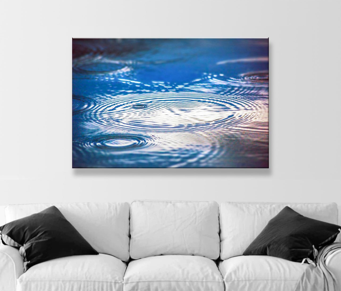 Fine Art Nature Print for Home with Indigo Blue Water Art with Raindrops