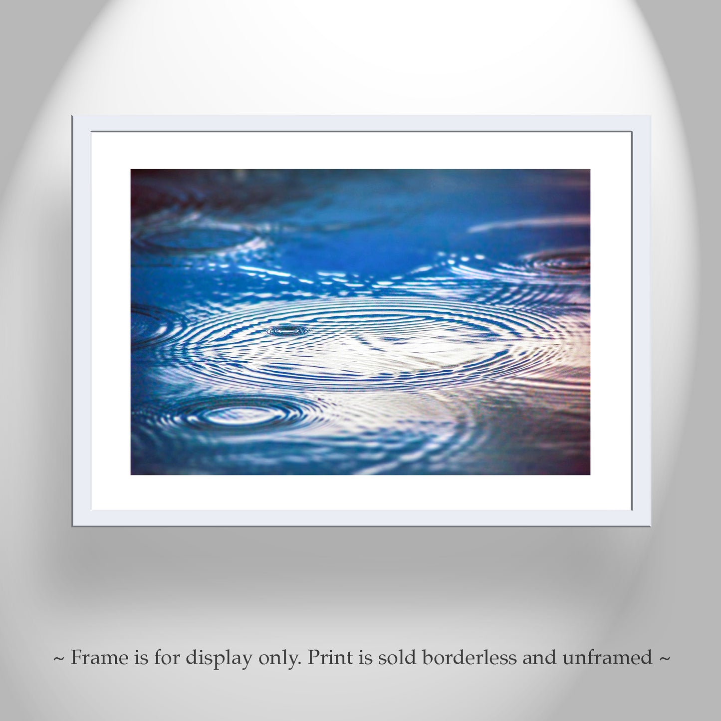 Fine Art Nature Print for Home with Indigo Blue Water Art with Raindrops