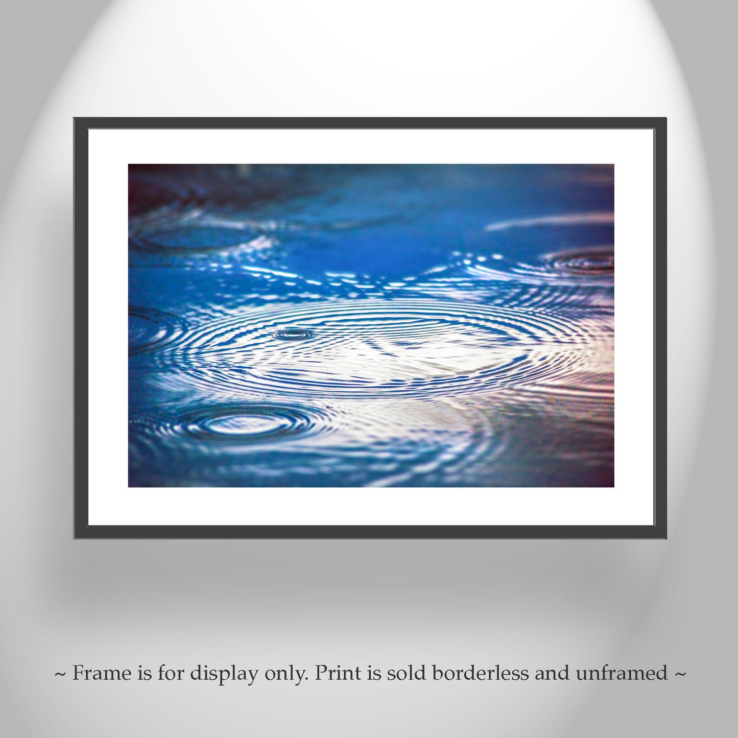 Fine Art Nature Print for Home with Indigo Blue Water Art with Raindrops