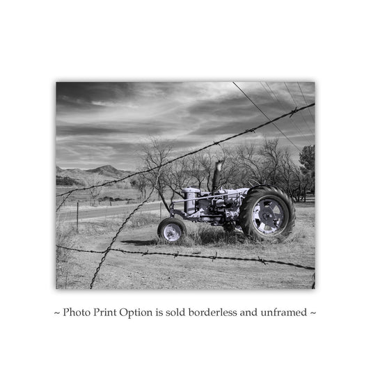 Rustic Farm Wall Art – Vintage Blue Tractor Print, Arizona Countryside