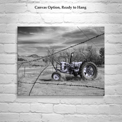 Rustic Farm Wall Art – Vintage Blue Tractor Print, Arizona Countryside