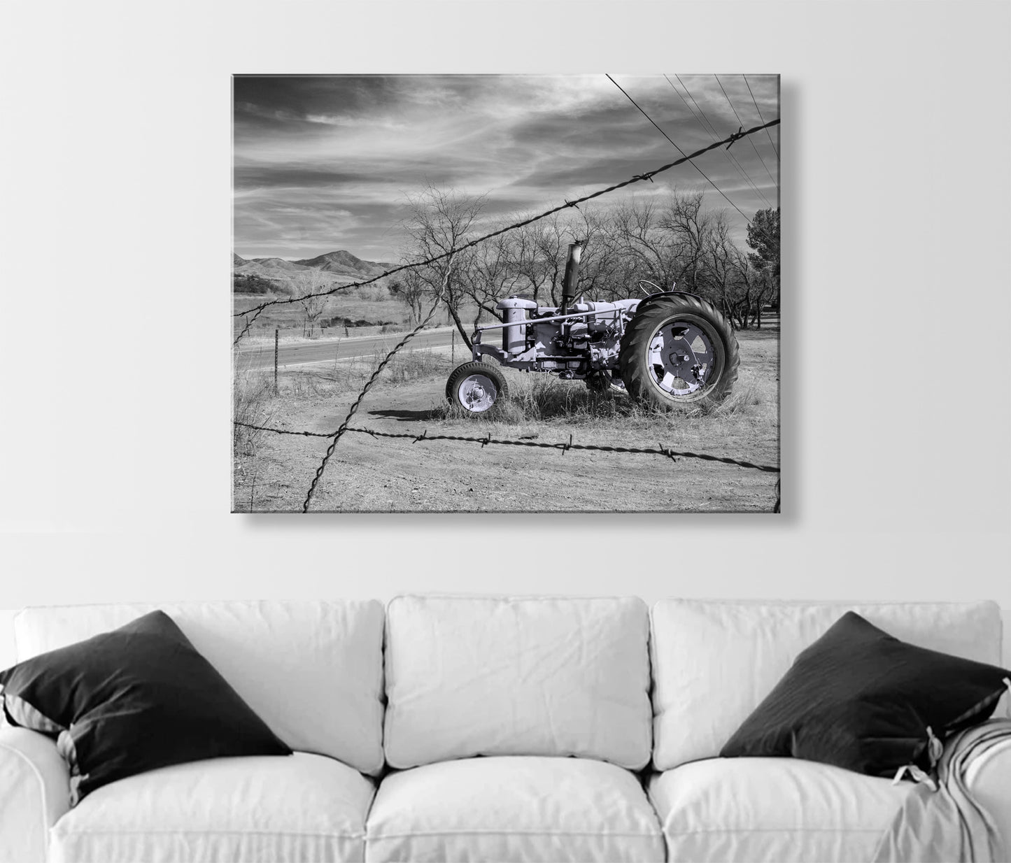 Rustic Farm Wall Art – Vintage Blue Tractor Print, Arizona Countryside