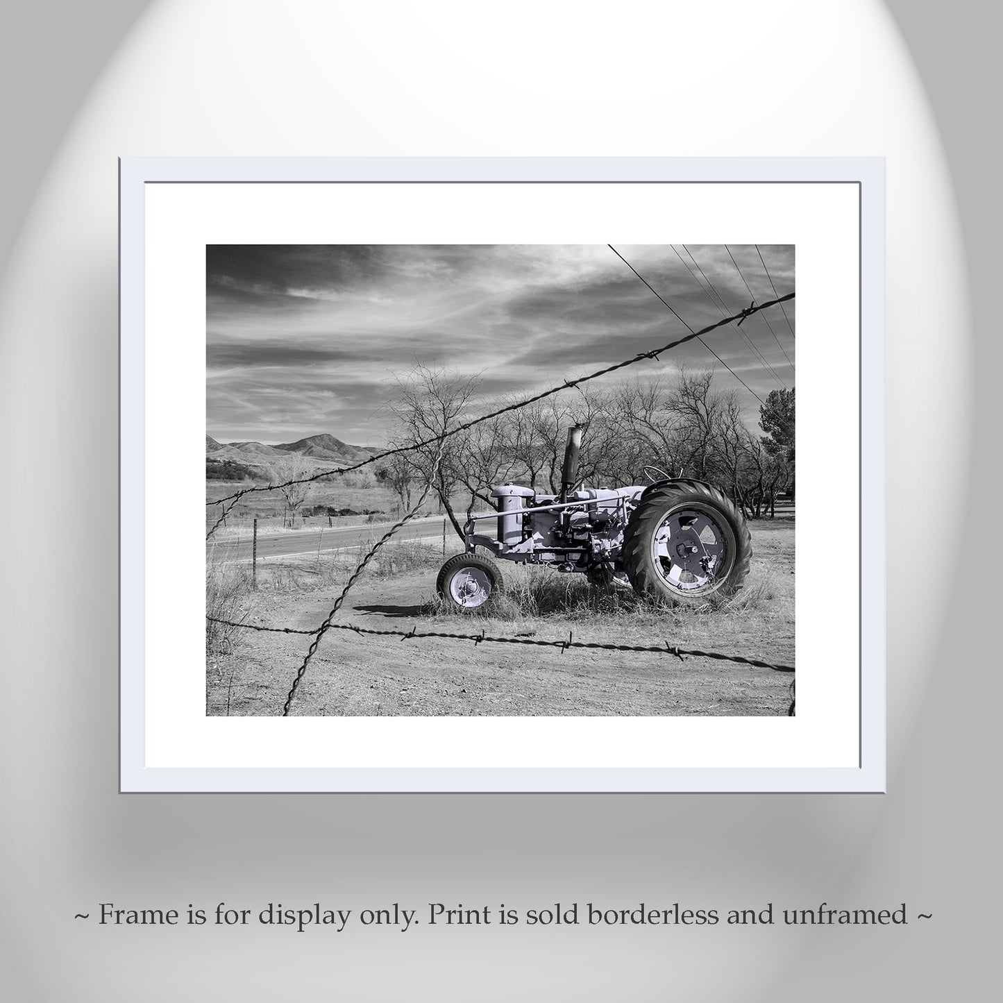 Rustic Farm Wall Art – Vintage Blue Tractor Print, Arizona Countryside