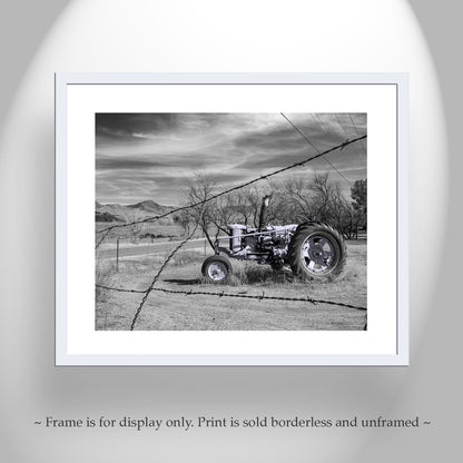 Rustic Farm Wall Art – Vintage Blue Tractor Print, Arizona Countryside