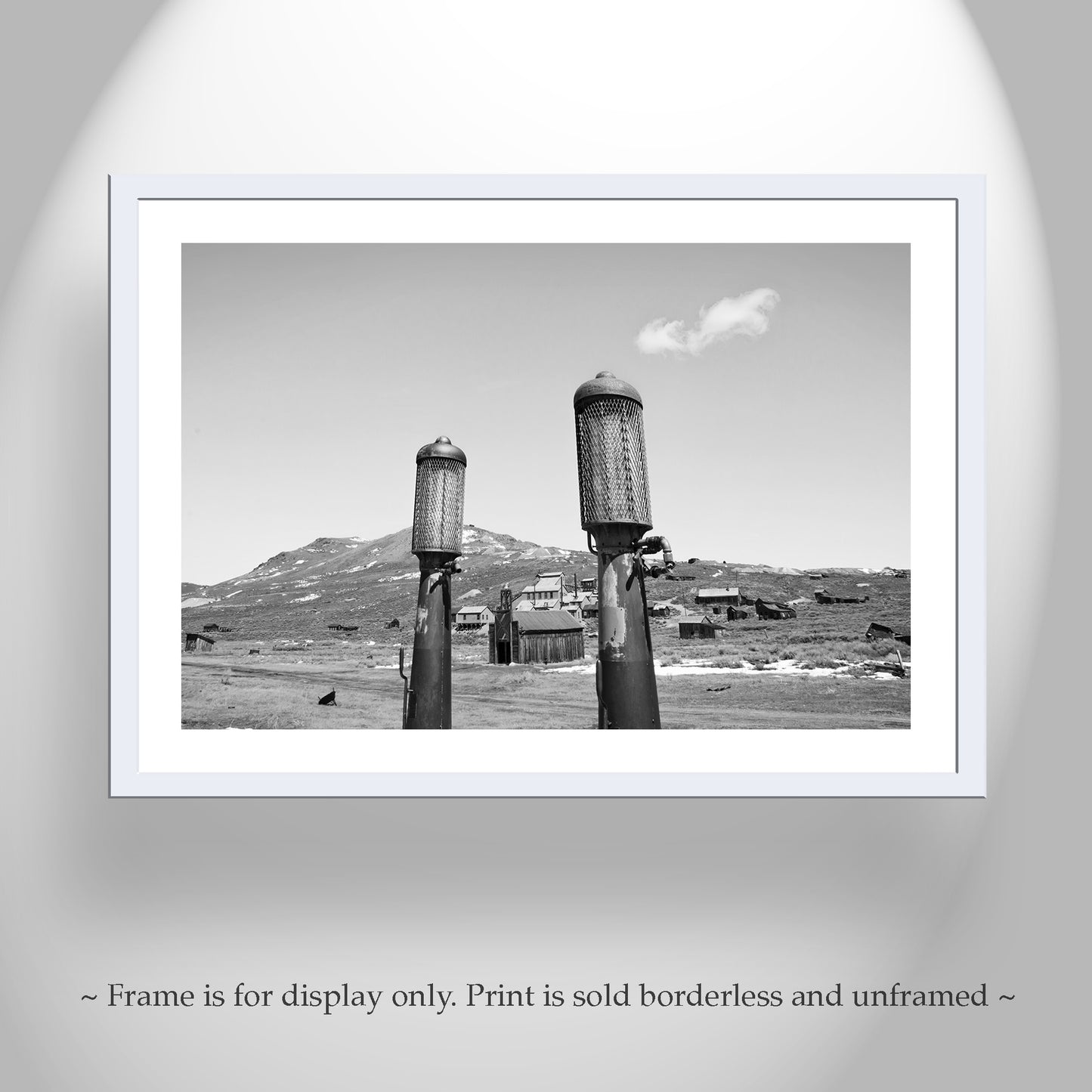 Bodie Ghost Town Art with Vintage Gas Pumps Black & White