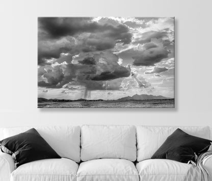 Black & White Fine Art Print | Southern Arizona Desert Storm Landscape
