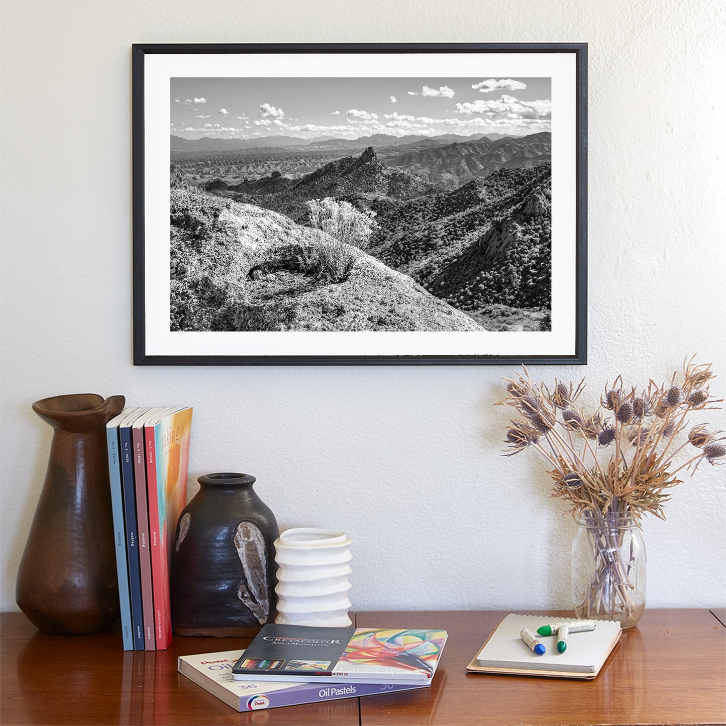 Arizona Atascosa Mountain Fine Art Print in Black & White