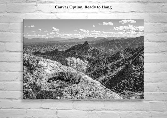 Arizona Atascosa Mountain Fine Art Print in Black & White
