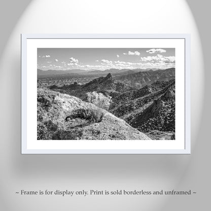 Arizona Atascosa Mountain Fine Art Print in Black & White
