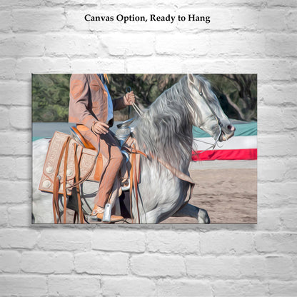 Vaquero Art Print | Mexican Cowboy on Spanish Dancing Horse at Tubac Arizona