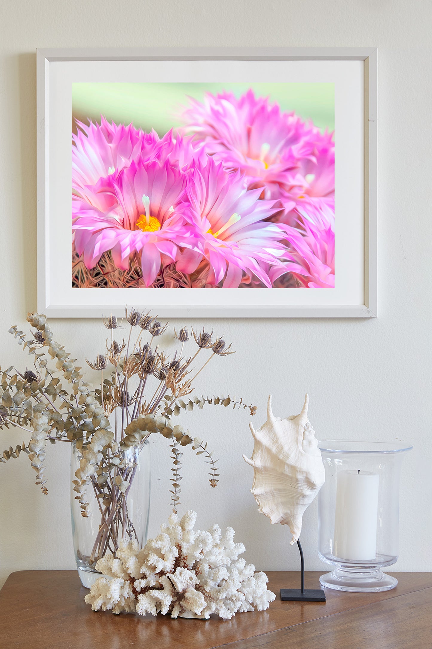 Cactus Flower Art Print in Pink and Magenta from Tucson Arizona Desert