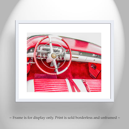 Vintage Red Cadillac Automobile Wall Art Print
