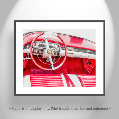 Vintage Red Cadillac Automobile Wall Art Print
