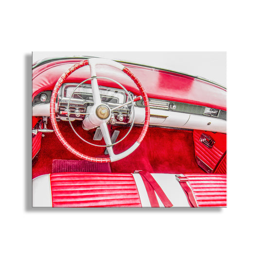 Vintage Red Cadillac Automobile Wall Art Print
