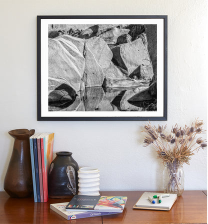 Tucson Arizona Desert Canyon Water in Black and White | Wilderness Outback Landscape Art