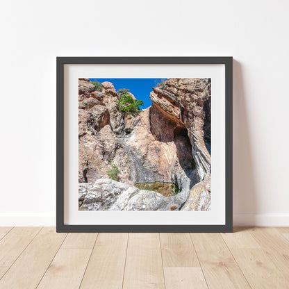 Arizona Desert Canyon Pool Art on Square Print | Border Wilderness