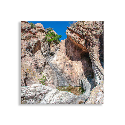 Arizona Desert Canyon Pool Art on Square Print | Border Wilderness