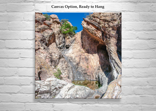 Arizona Desert Canyon Pool Art on Square Print | Border Wilderness