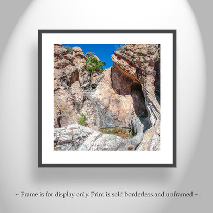 Arizona Desert Canyon Pool Art on Square Print | Border Wilderness