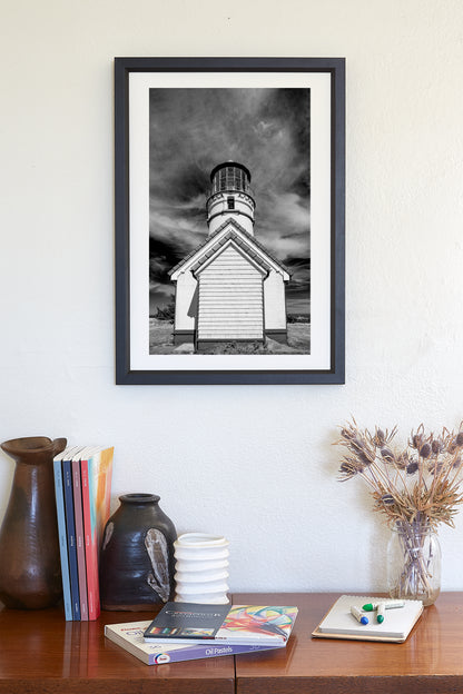 Cape Blanco Oregon Lighthouse Art Print in Black and White