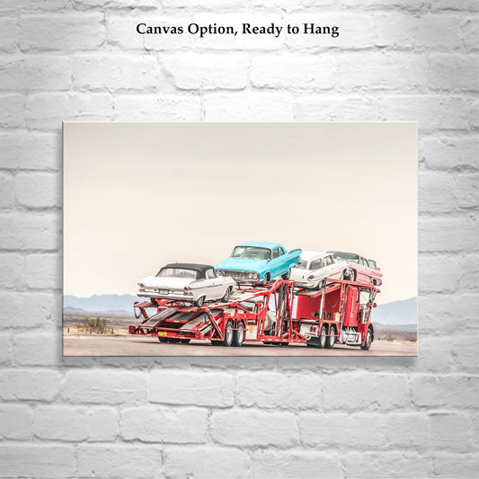 Road Trip Car Photography Art Print with Mid Century Cars