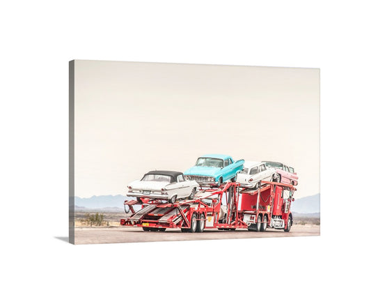 Road Trip Car Photography Art Print with Mid Century Cars