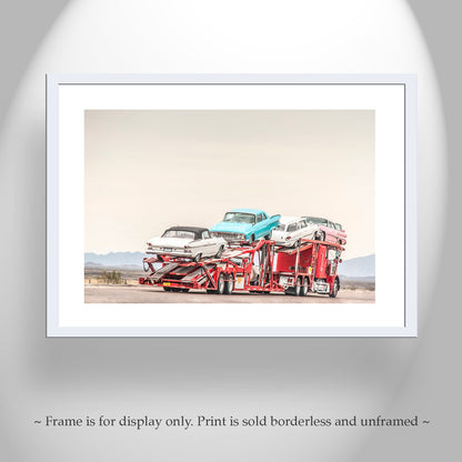 Road Trip Car Photography Art Print with Mid Century Cars