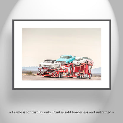 Road Trip Car Photography Art Print with Mid Century Cars