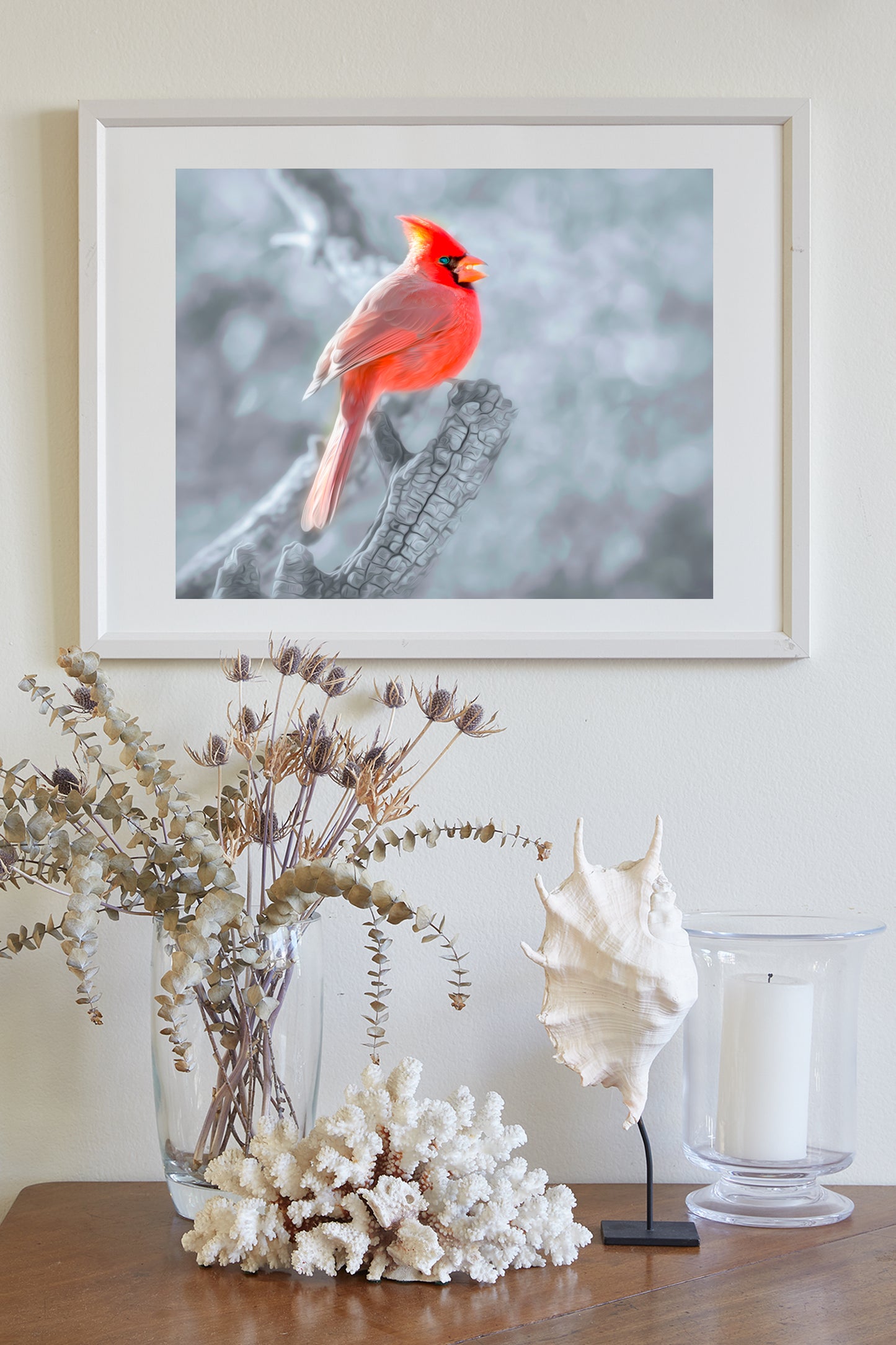 Red Cardinal Bird Photography in Winter by Murray Bolesta