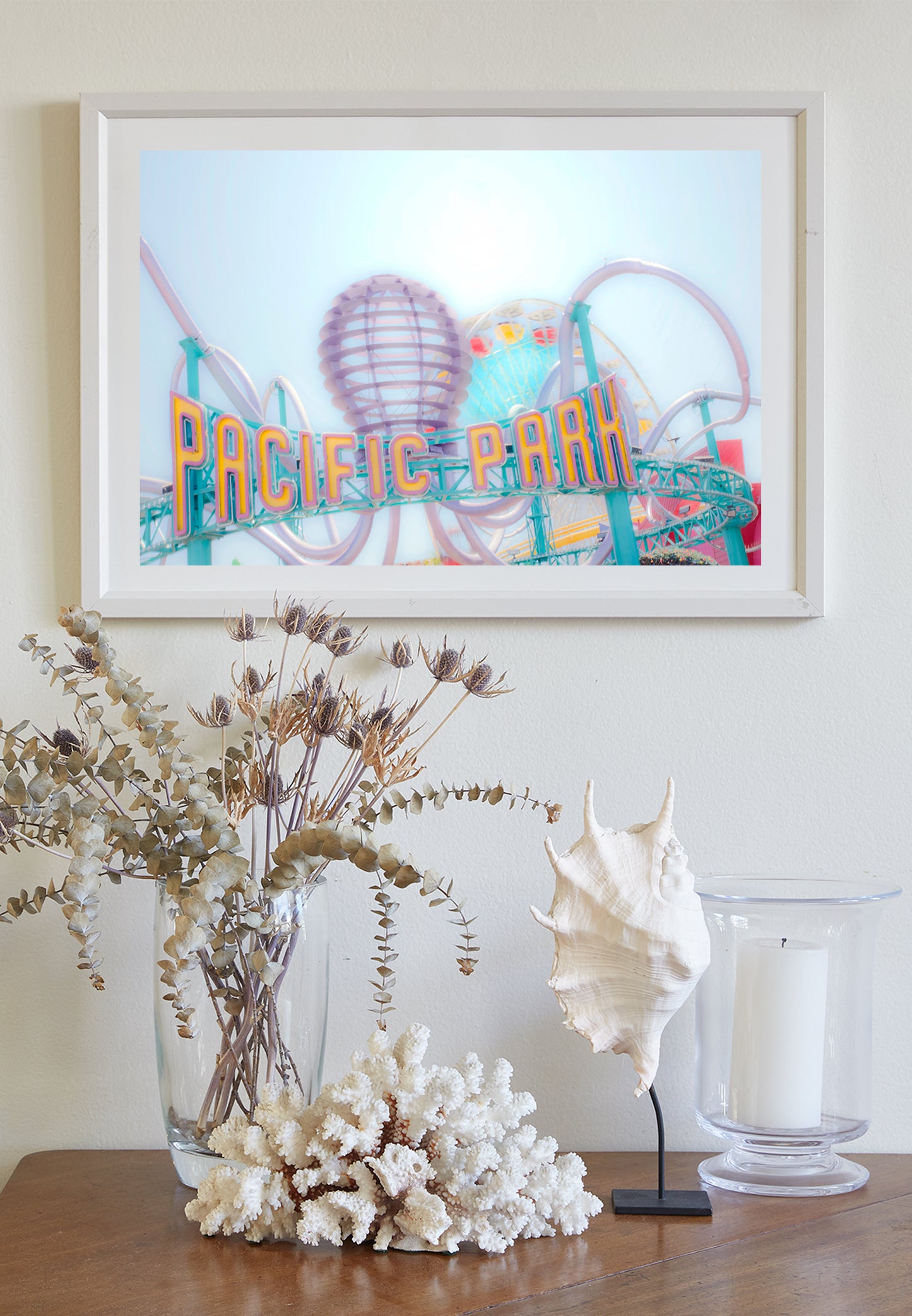 Santa Monica Pier Roller Coaster | Los Angeles California Travel Art Print