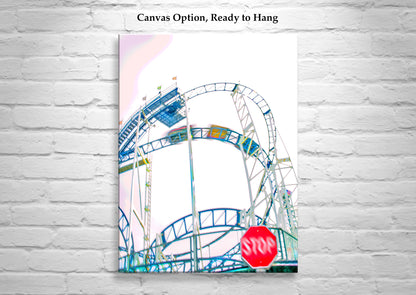 Santa Cruz California Beach Boardwalk Roller Coaster Pastel Carnival Wall Art