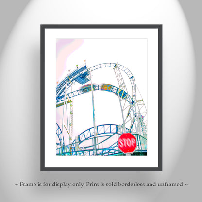 Santa Cruz California Beach Boardwalk Roller Coaster Pastel Carnival Wall Art