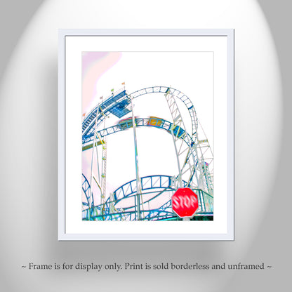 Santa Cruz California Beach Boardwalk Roller Coaster Pastel Carnival Wall Art