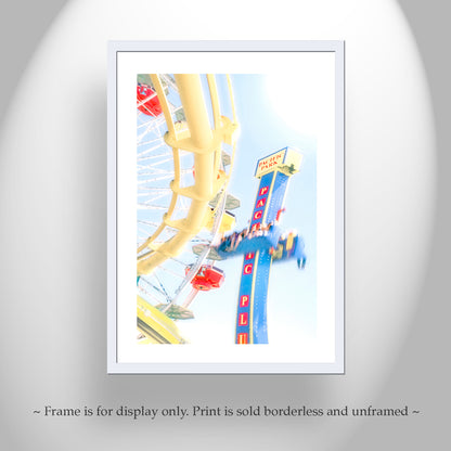 Santa Monica Pier Ferris Wheel Pastel Amusement Park Art Print