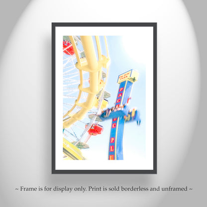 Santa Monica Pier Ferris Wheel Pastel Amusement Park Art Print