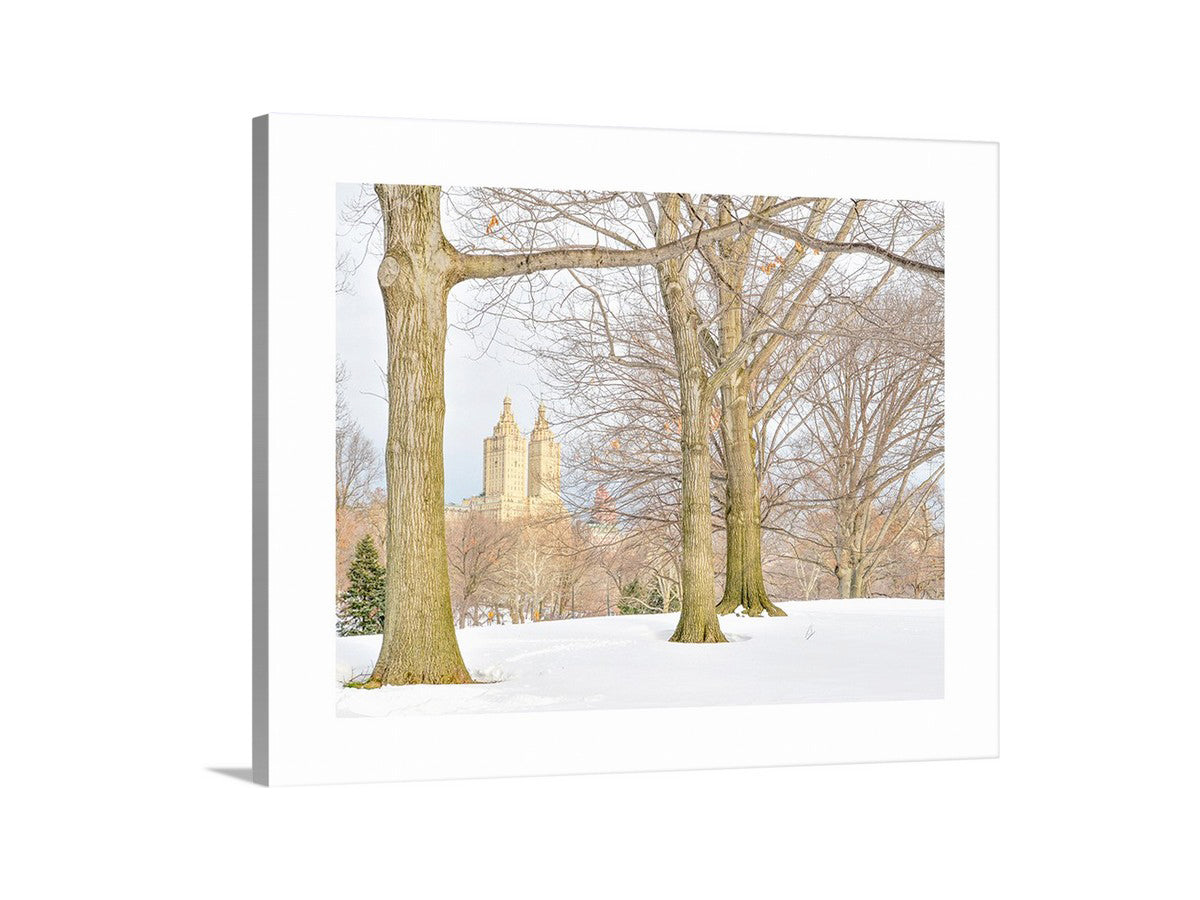 NYC Christmas Art Print with Central Park Winter Snow