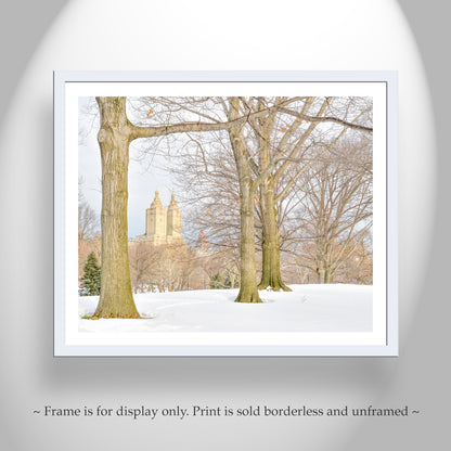 NYC Christmas Art Print with Central Park Winter Snow