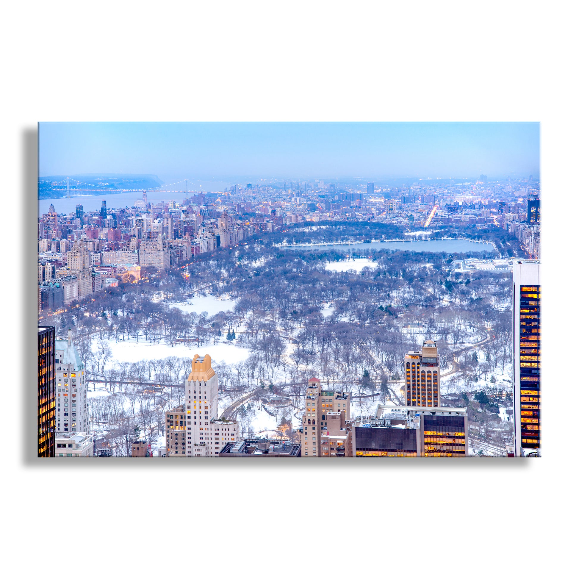 Cityscape with Central Park in winter, New York City. Central Park Winter Photograph | New York City Wall Art for Home or Office
