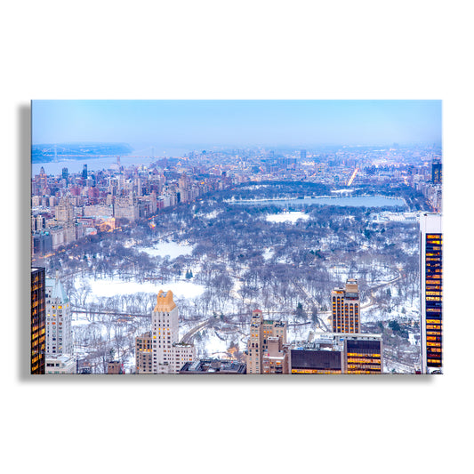 Cityscape with Central Park in winter, New York City. Central Park Winter Photograph | New York City Wall Art for Home or Office