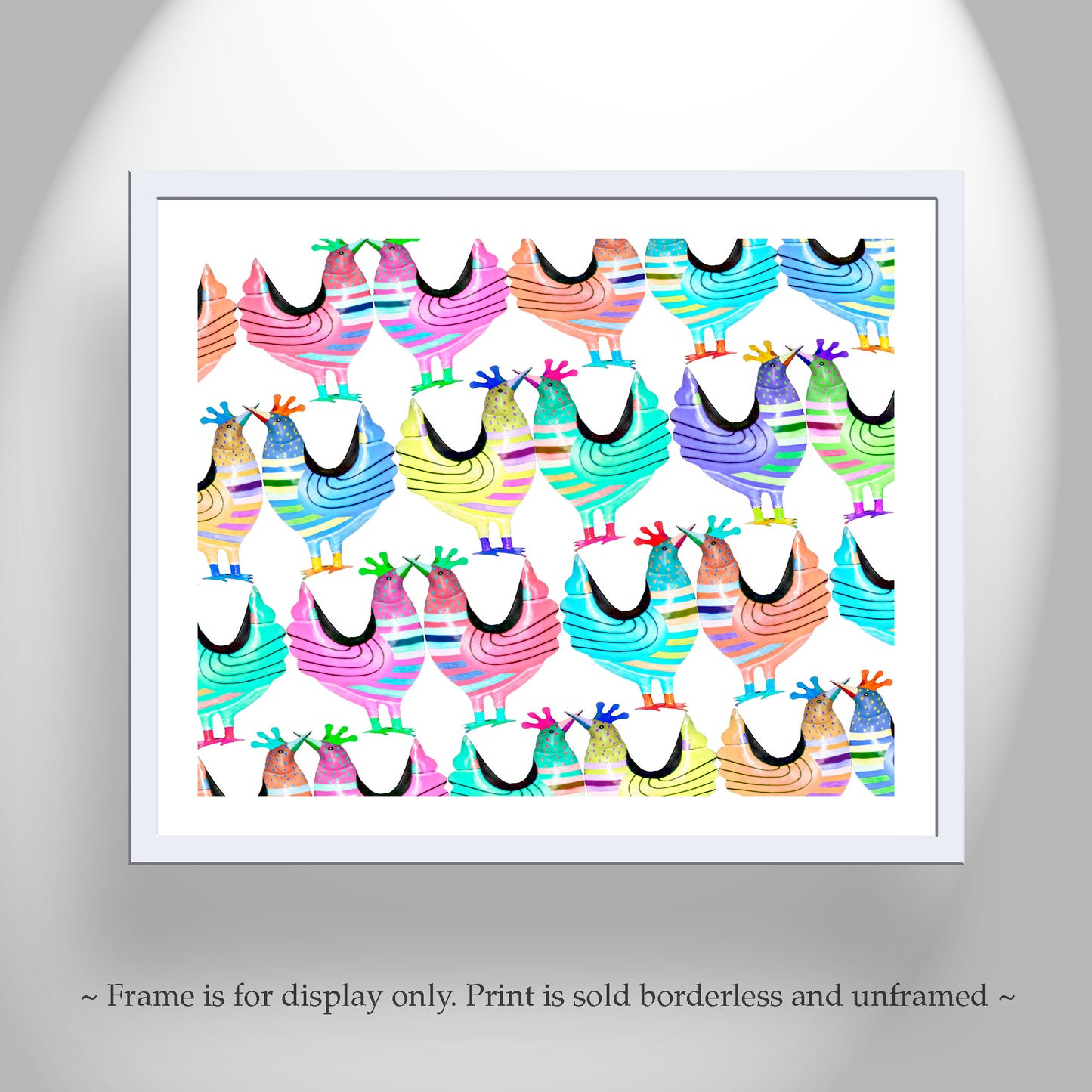 Fun Whimsical Farmhouse Style Art for Nursery with Colorful Chickens